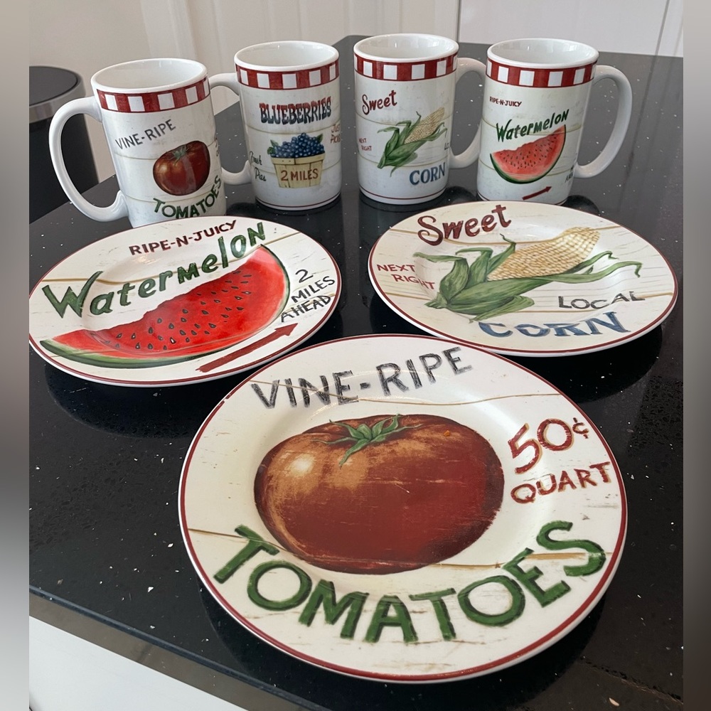 HomeTrends Farm Fresh Mugs & Salad Plates(Set)